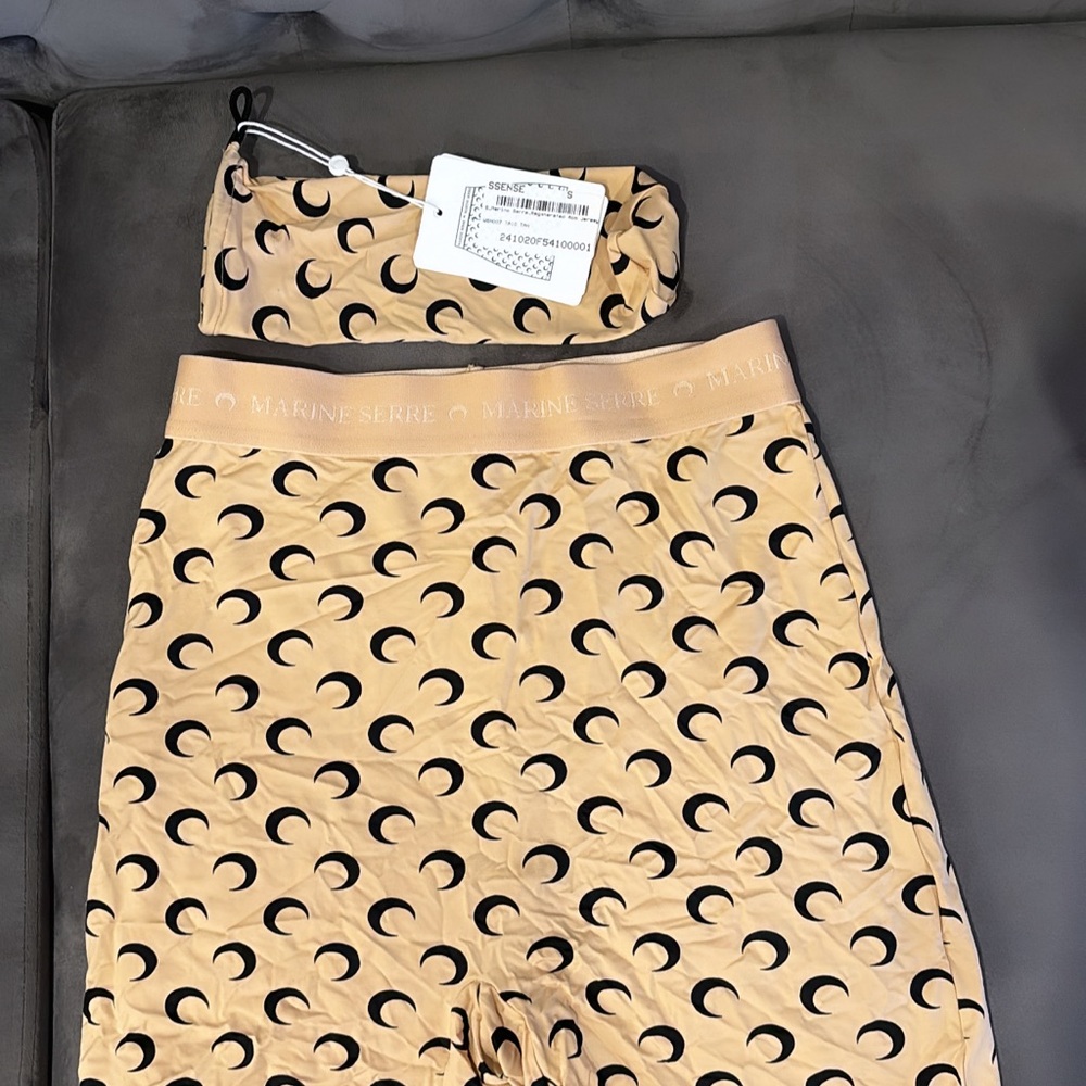 Marine Serre women Beige Moon Print Leggings shorts